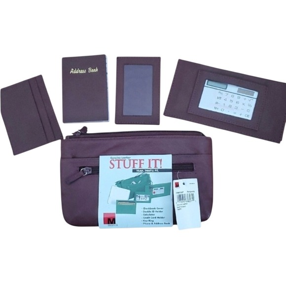 mundi Handbags - Mundi Stuff It Burgundy‎ Leather Clutch With Accessories